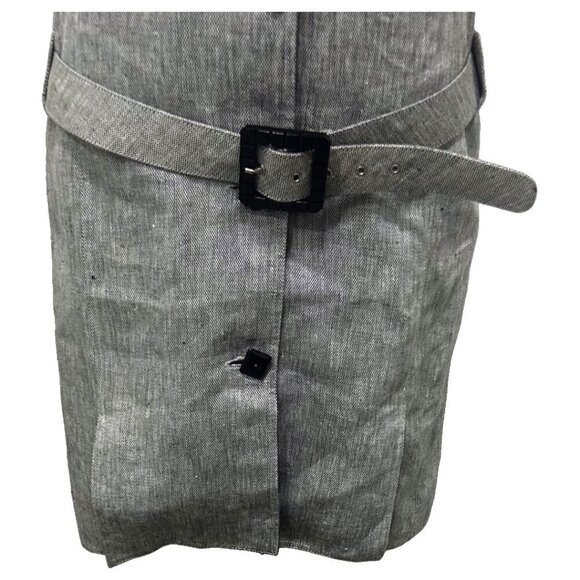 Genny Italy Linen Dress Size 8 Grey Belted Knee-Length - Picture 7 of 16